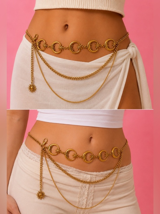 Vintage Gold Celestial Chain Belt